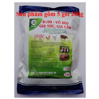 1 Gói 1kg B100 - VỖ BÉO GIA SÚC, GIA CẦM, CHÓ, MÈO Kích thích tăng trọng, tăng tính thèm ăn, vỗ béo, tăng tỷ lệ nạc