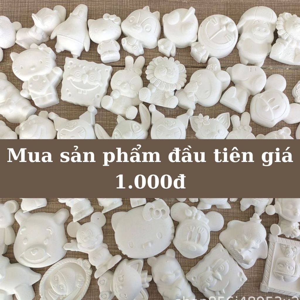 Đồ 1k set tô tượng mini  2 tượng + 1 màu + 1 cọ đầy đủ các kiểu dáng tiên cá, hoa lá, hoạt hình siêu đ