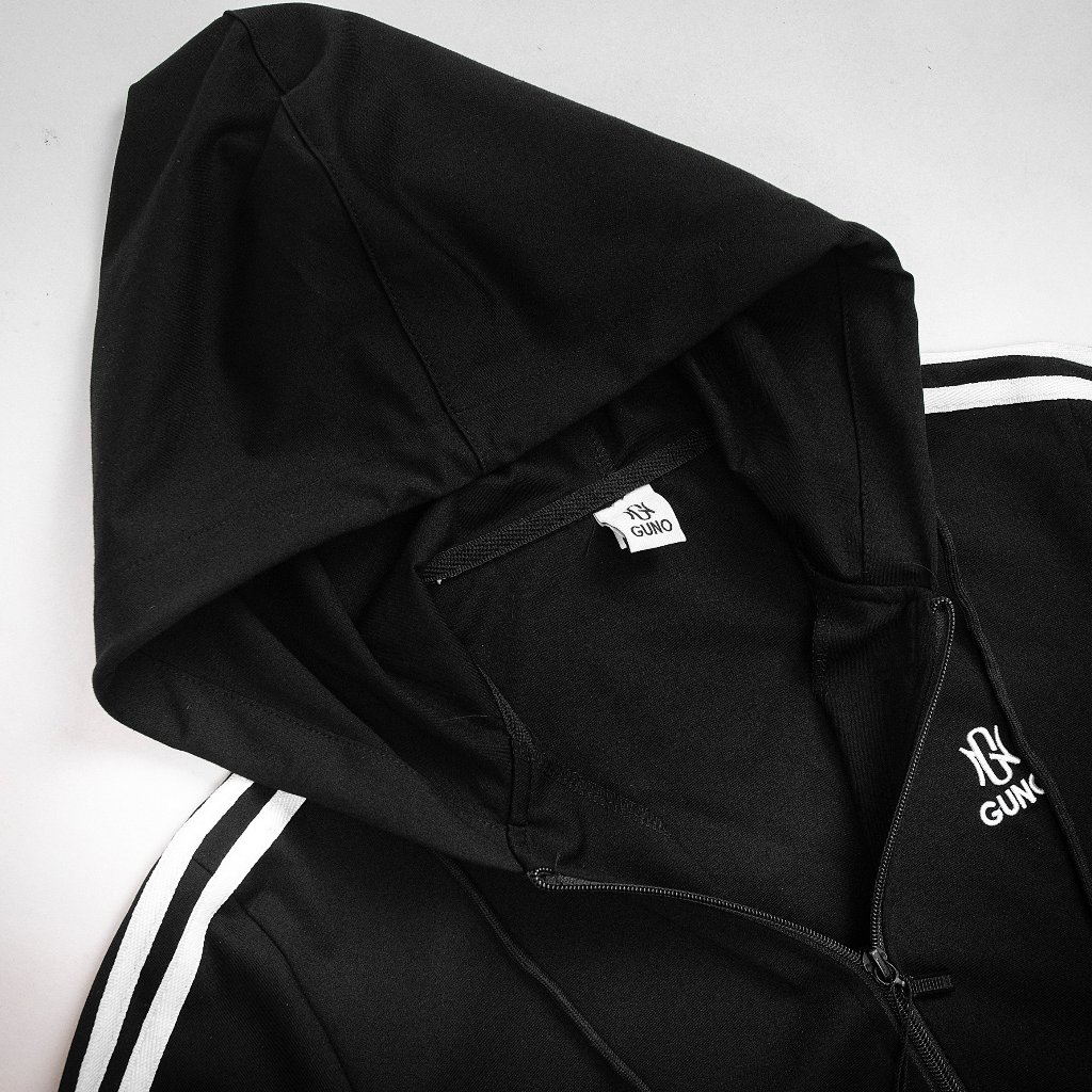 Bộ đồ nỉ umi nam GUNO 23DBNA09 sọc nửa logo, set thể thao thu đông thời trang hàng thethao.vnxk BHMG1