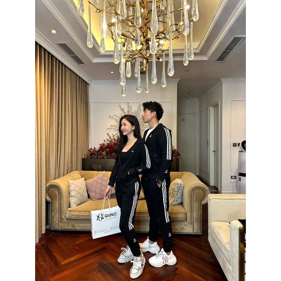 Bộ đồ nỉ umi nam GUNO 23DBNA09 sọc nửa logo, set thể thao thu đông thời trang hàng thethao.vnxk BHMG1