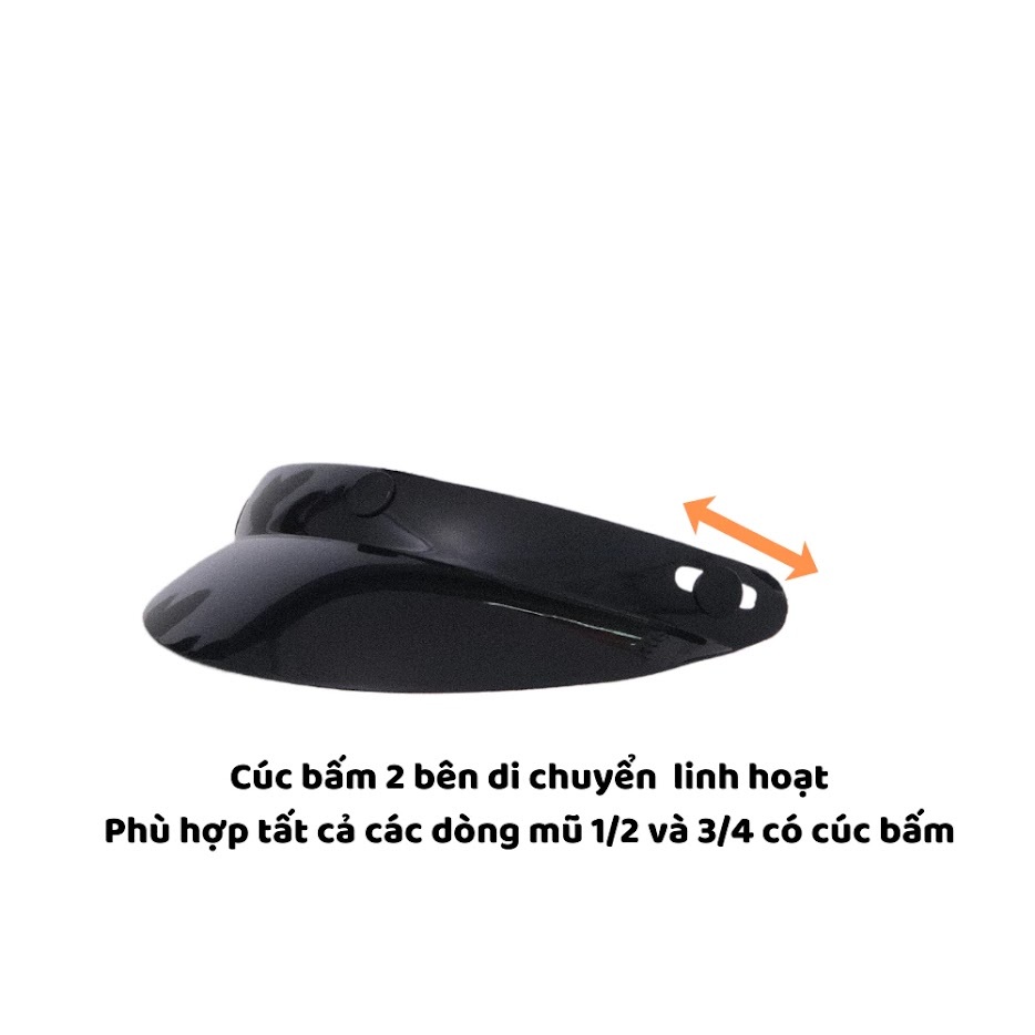 Lưỡi trai gắn mũ bảo hiểm nửa đầu và mũ 3/4 che nắng che mưa