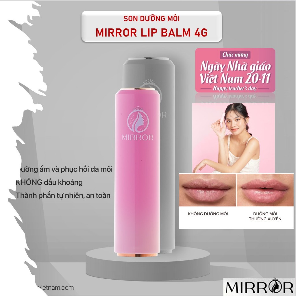 [Mã Inbau15 Giảm 15K Đơn 99K] Son Dưỡng Môi Không Màu Mirror Lip Balm (Thỏi 4G) - Dưỡng Ẩm, Môi Hồng Hào, Căng Bóng