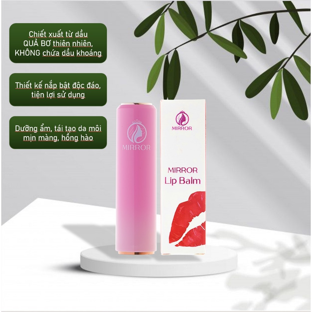 Son dưỡng môi không màu MIRROR Lip Balm  - Dưỡng ẩm, môi hồng hào, căng bóng
