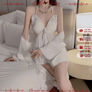 Váy Ngủ Cánh Bướm Lụa Satin Bản Cao Cấp Có Đệm Ngực Sexy Gợi Cảm, Đầm Ngủ Cánh Bướm Cao Cấp Lụa Satin Sexy - LALA HONEY