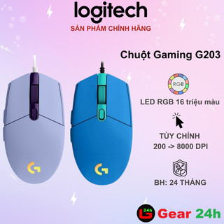 Chuột gaming có dây Logitech G203 Lightsync (Tùy chỉnh RGB, 6 nút lập trình, nhẹ)
