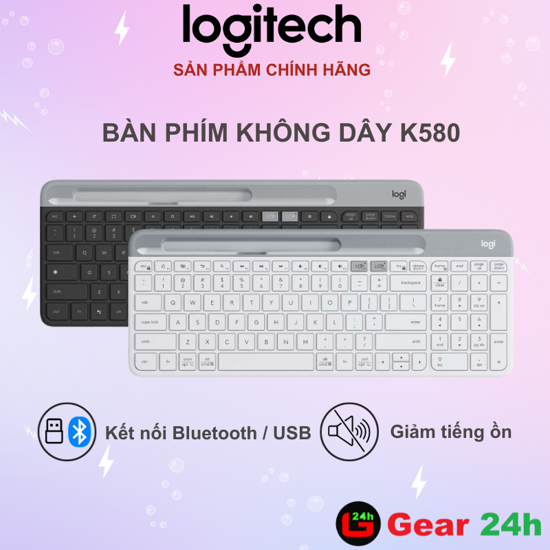 Bàn phím không dây Bluetooth Logitech K580 ( đa thiết bị , mảnh gọn, PC/ iPad )