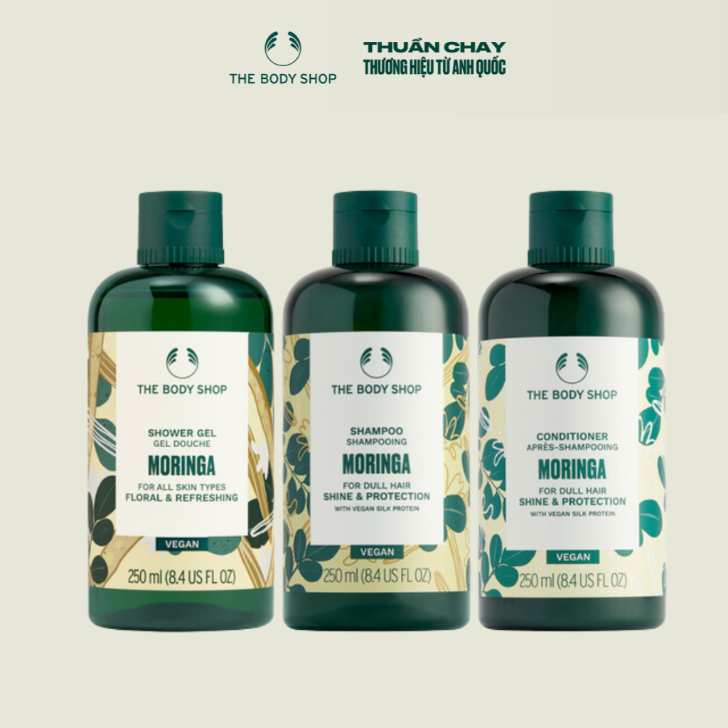 Combo Tắm-Gội-Xả Hương Hoa Chùm Ngây Moringa The Body Shop 250ml