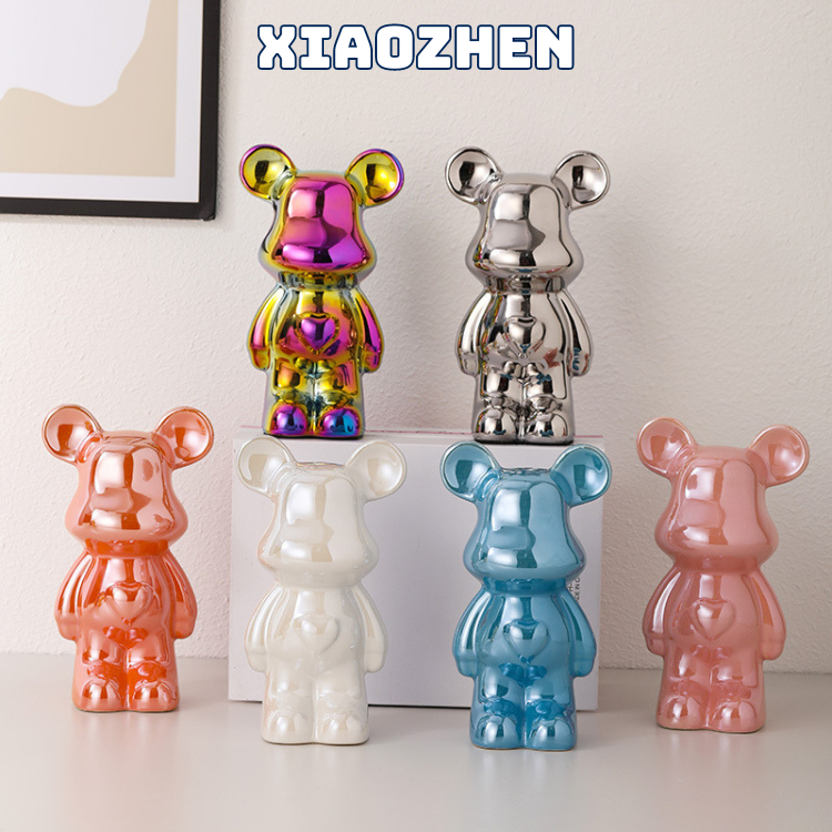TƯỢNG MÔ HÌNH GẤU BEARBRICK SZ 18CM CHẤT LIỆU GỐM MẠ TĨNH ĐIỆN CAO CẤP TRANG TRÍ DECOR CỬA HÀNG , BÀN LÀM VIỆC