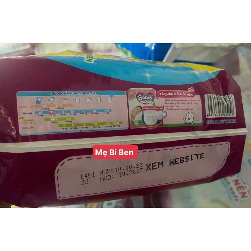 Tã Dán Bobby Siêu Thấm XS38/XS70 miếng cho bé dưới 5kg