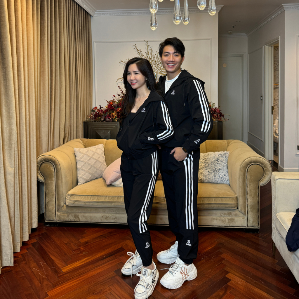 Bộ gió thể thao nam GUNO 23DBNA06 sọc bản to cao cấp, set đồ thu đông có mũ dây rút lót lưới dày dặn thethao.vnxk