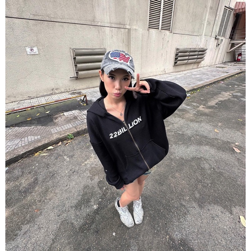 Áo đặc biệt Drg zip hoodie - black 22billion  UNISEX
