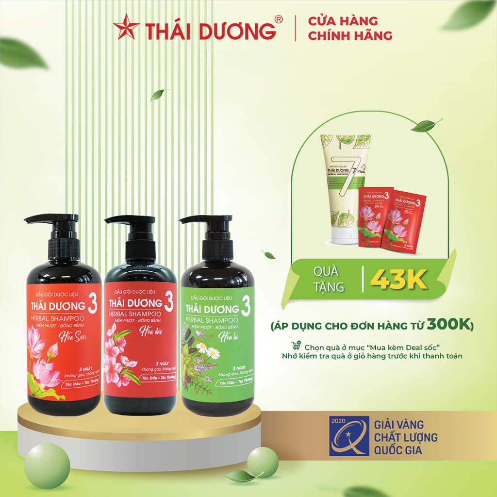 Dầu gội dược liệu Thái Dương 3 200ml, 500ml dành cho tóc gàu ngứa - Sao Thái Dương