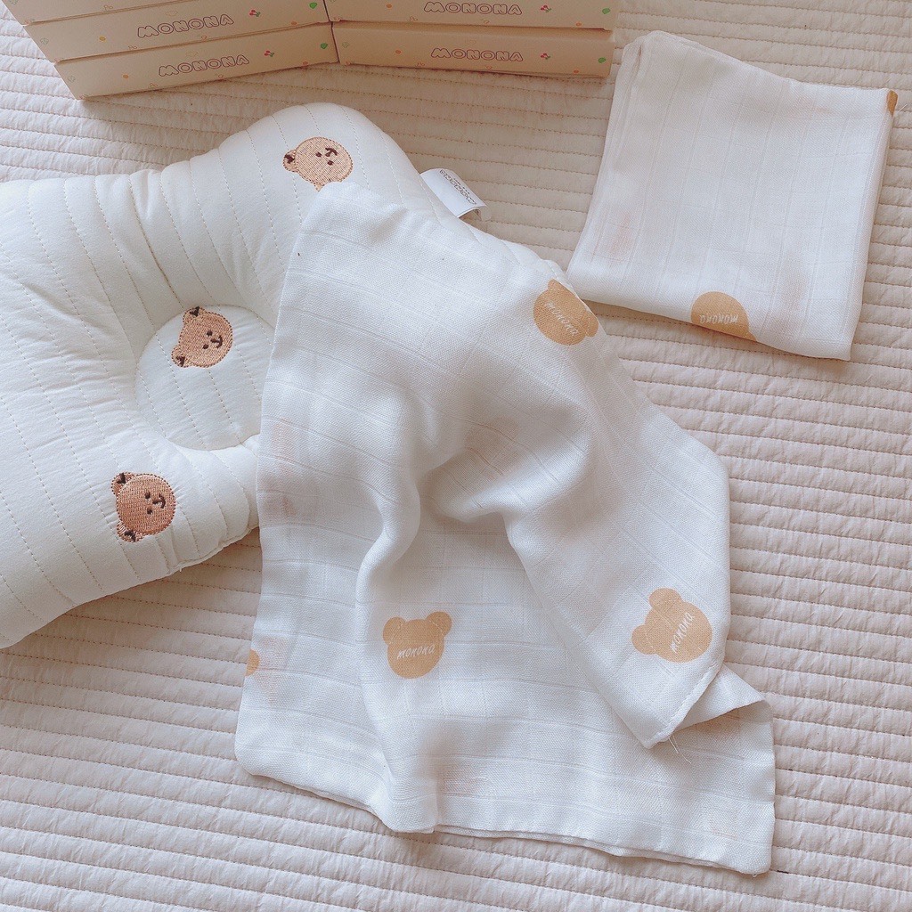 Hộp 5 khăn sữa sợi tre Monona cho bé 30*30cm, chất liệu Organic mềm mại, thấm hút, kháng khuẩn - Khăn sữa sợi tre