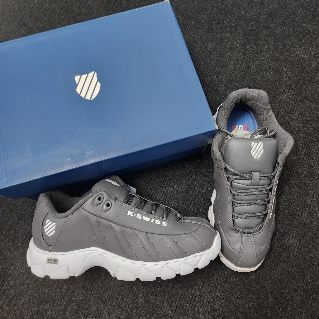 Kswiss chính hãng giày nam da thuộc trắng xám chì đẹp