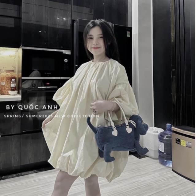 Váy thô tay phồng hàng 2 lớp form rộng siêu cute bồng bềnh LD345