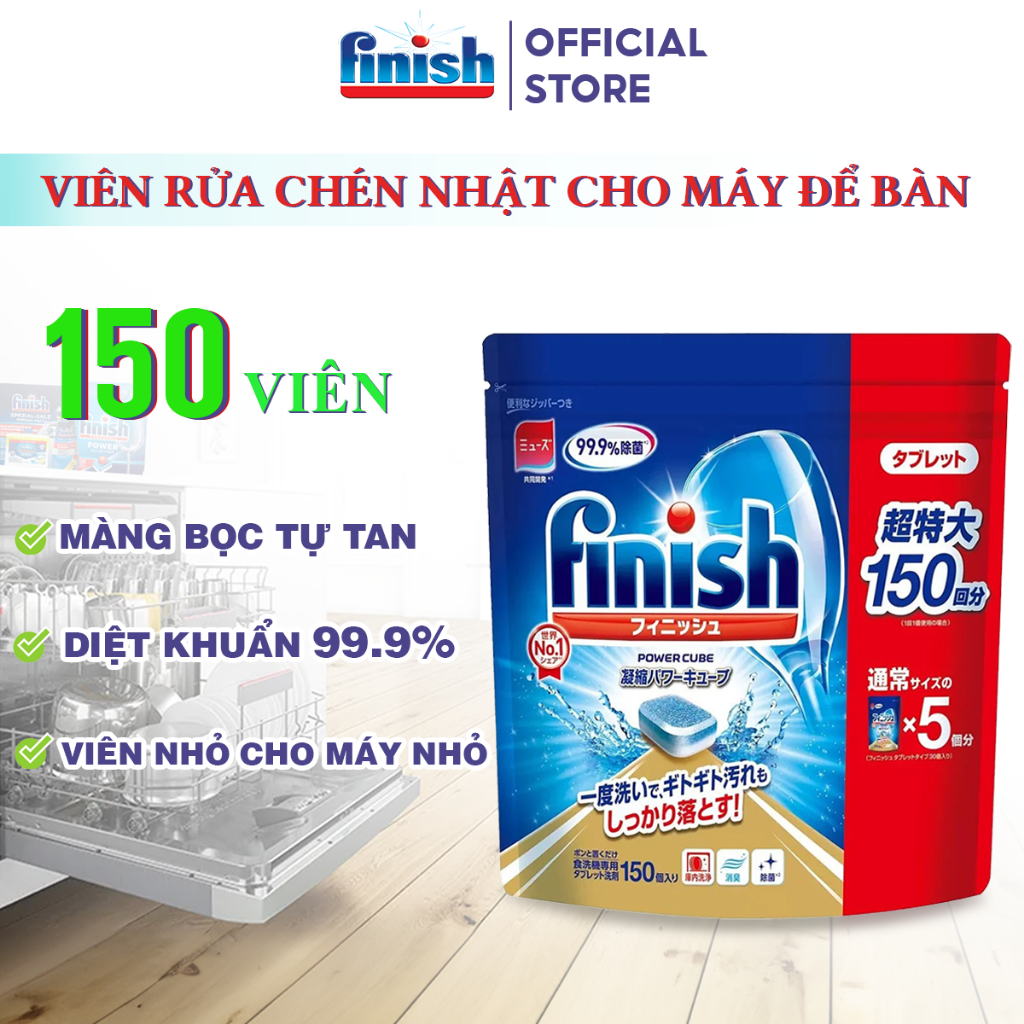 Viên rửa bát Finish Power All in 1 Max túi 100 viên 10 chức năng rửa cực sạch nhập khẩu Châu Âu chính hãng