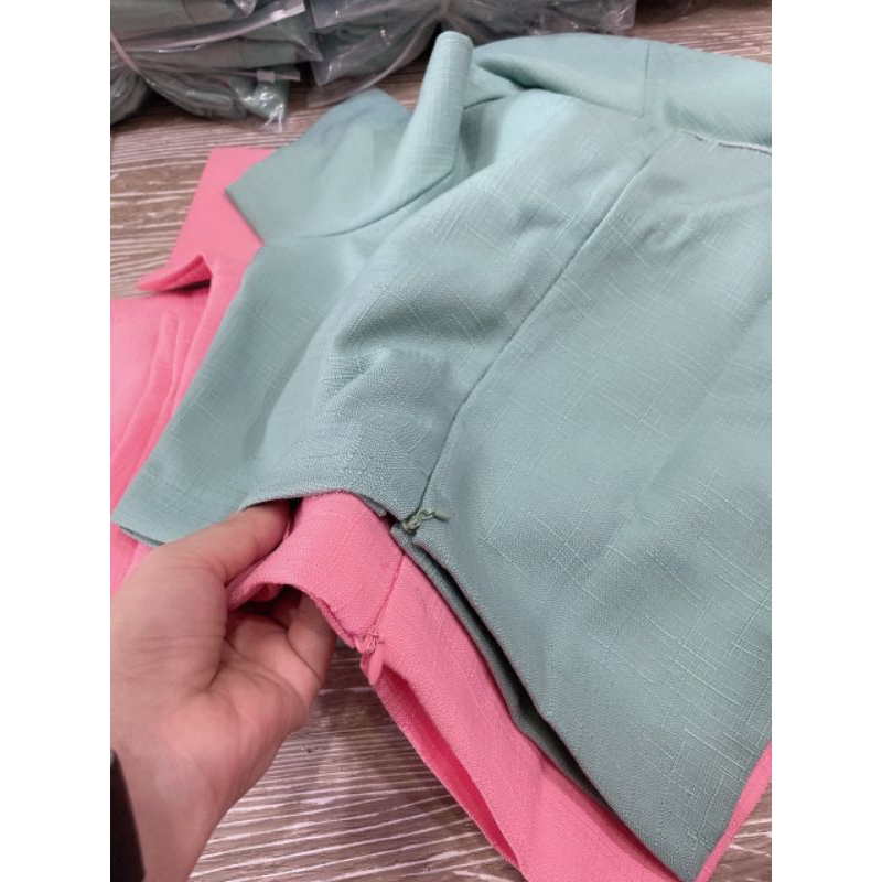 Sét Áo Kiểu Đính Đá Tiểu Thư + Chân Váy Có Lót quần .V090495