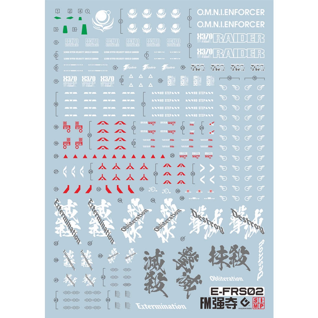 Đề can - Decal nước cho 1/100 FM Full Mechanics Raider