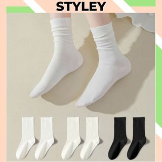 Tất nam nữ trơn cổ cao style hàn quốc dễ thương, Vớ nữ chất liệu cotton mềm mại thoáng mát chống hôi chân Styley P006