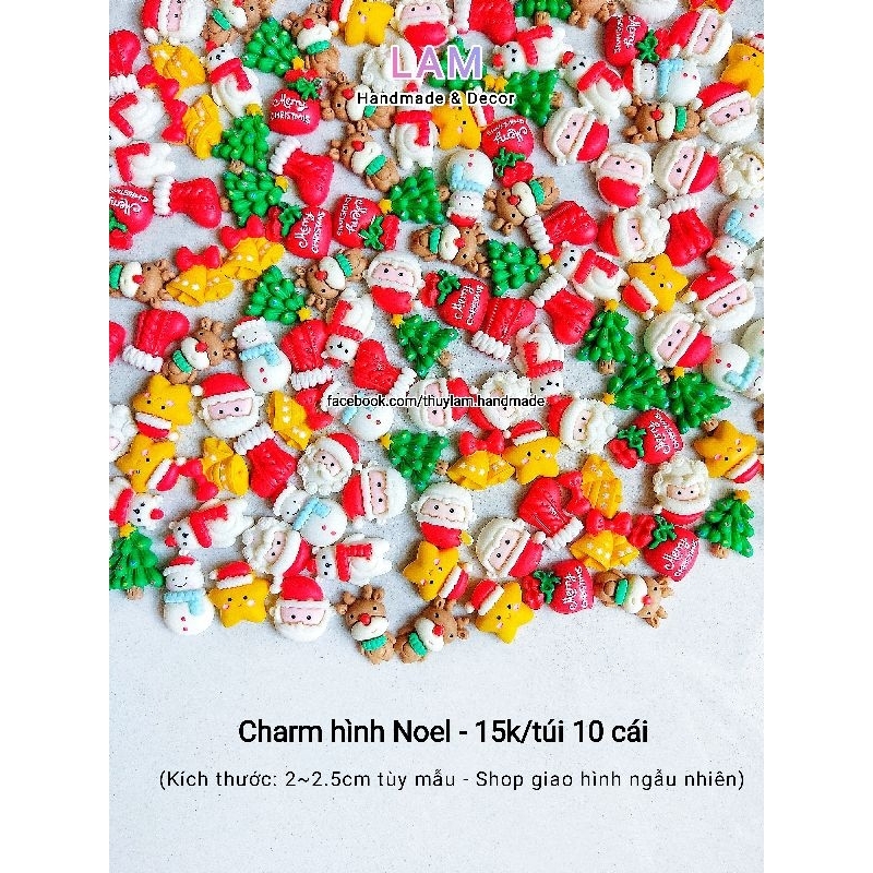 Charm/sticker nổi 3D trang trí hình Noel/Giáng sinh/Bánh cookie