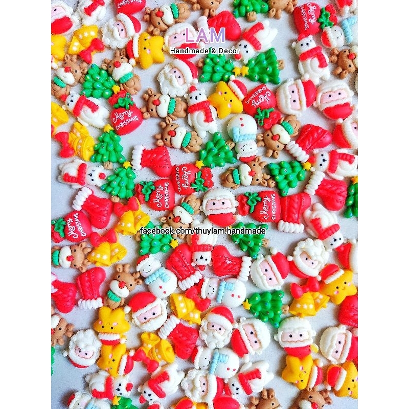 Charm/sticker nổi 3D trang trí hình Noel/Giáng sinh/Bánh cookie