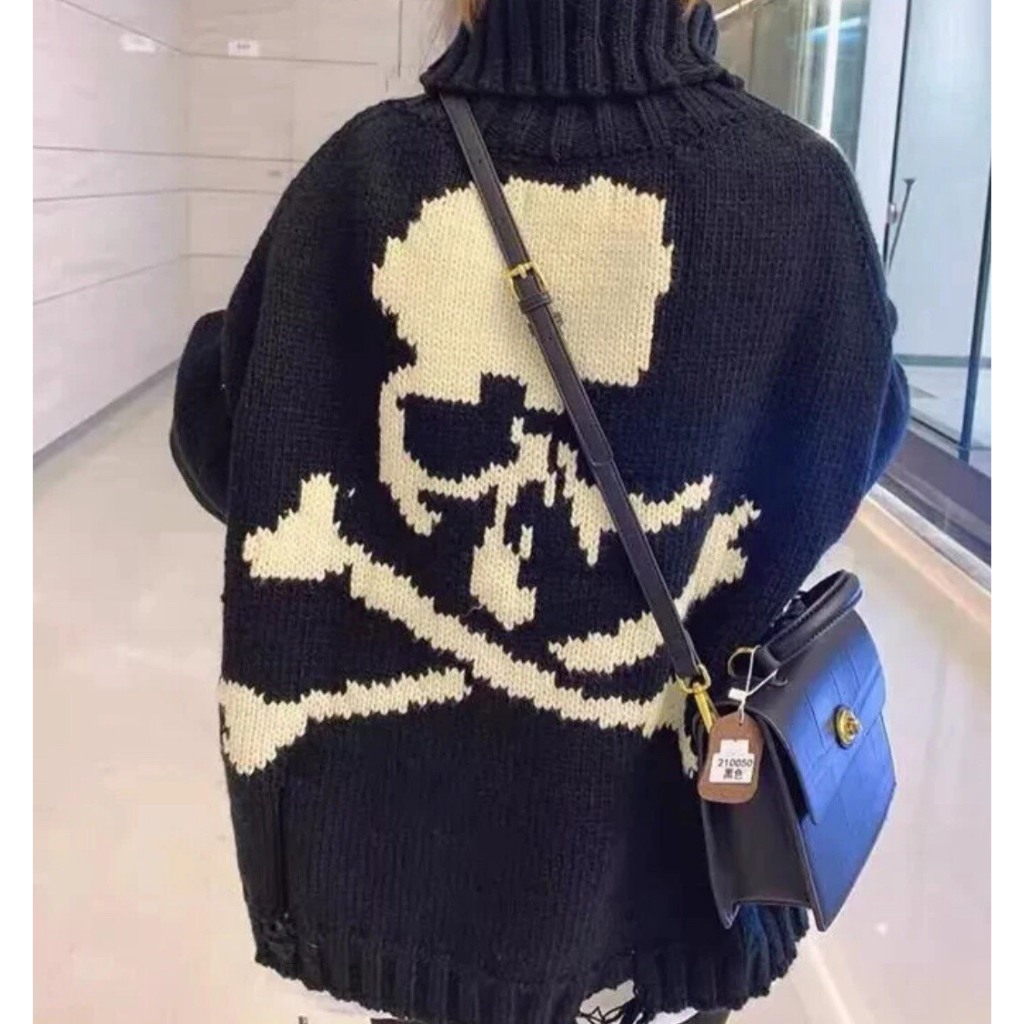 Áo sweater, áo len họa tiết đầu lâu sau lưng cực chất cho nam nữ