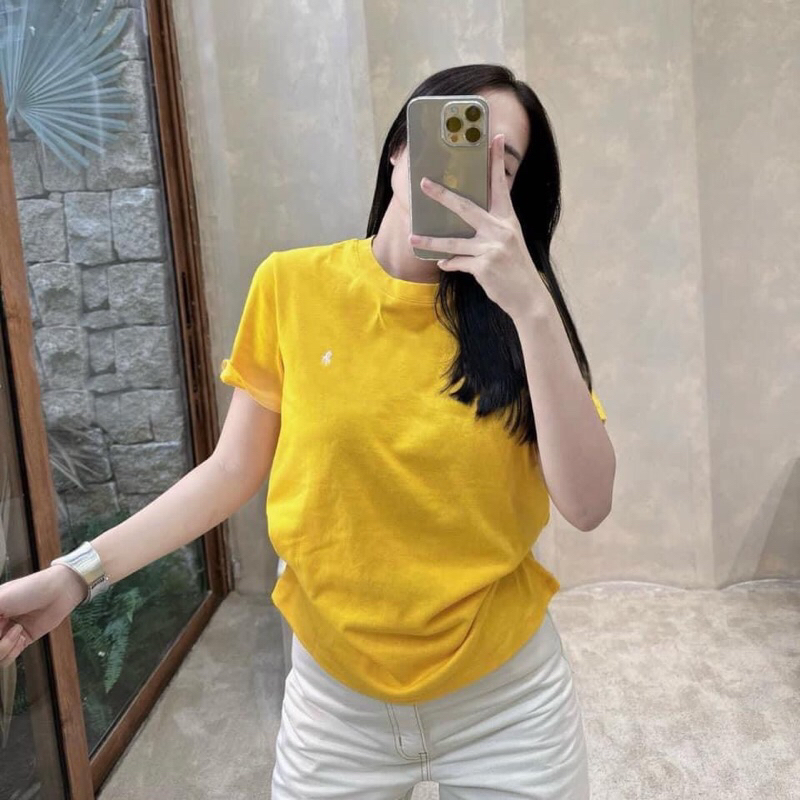 Maihuong⚡️TAG ZRF- SÉT 3 ÁO PULL CỘC TAY ĐEN KẺ VÀNG THÊU NGỰA CHO NỮ