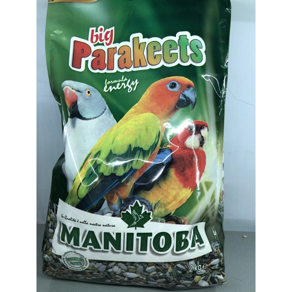Hạt Trộn Hoàn Chỉnh MANITOBA BIG PARAKEETS Gói Nguyên Seal 2KG dùng cho vẹt sun, ringneck và các dòng cùng size