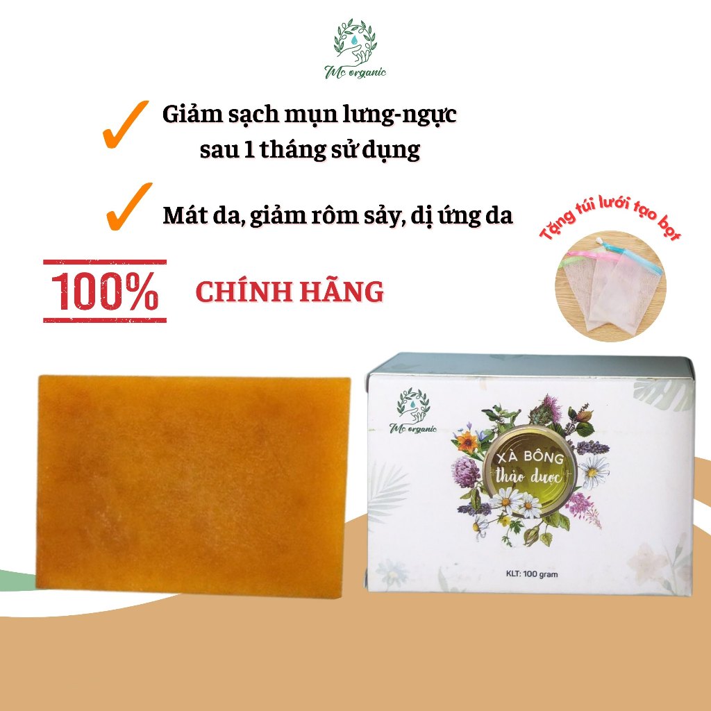 (TẶNG TÚI LƯỚI) Xà Bông Sả Nghệ - Xà Phòng Thảo Dược Thiên Nhiên Sáng Da, Ngừa Thâm, Giảm Mụn Lưng Sau 1 Tháng Sử Dụng