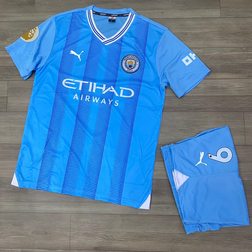 Bộ quần áo bóng đá MAN CITY MC xanh sân nhà 2024 in tên Haaland số 9