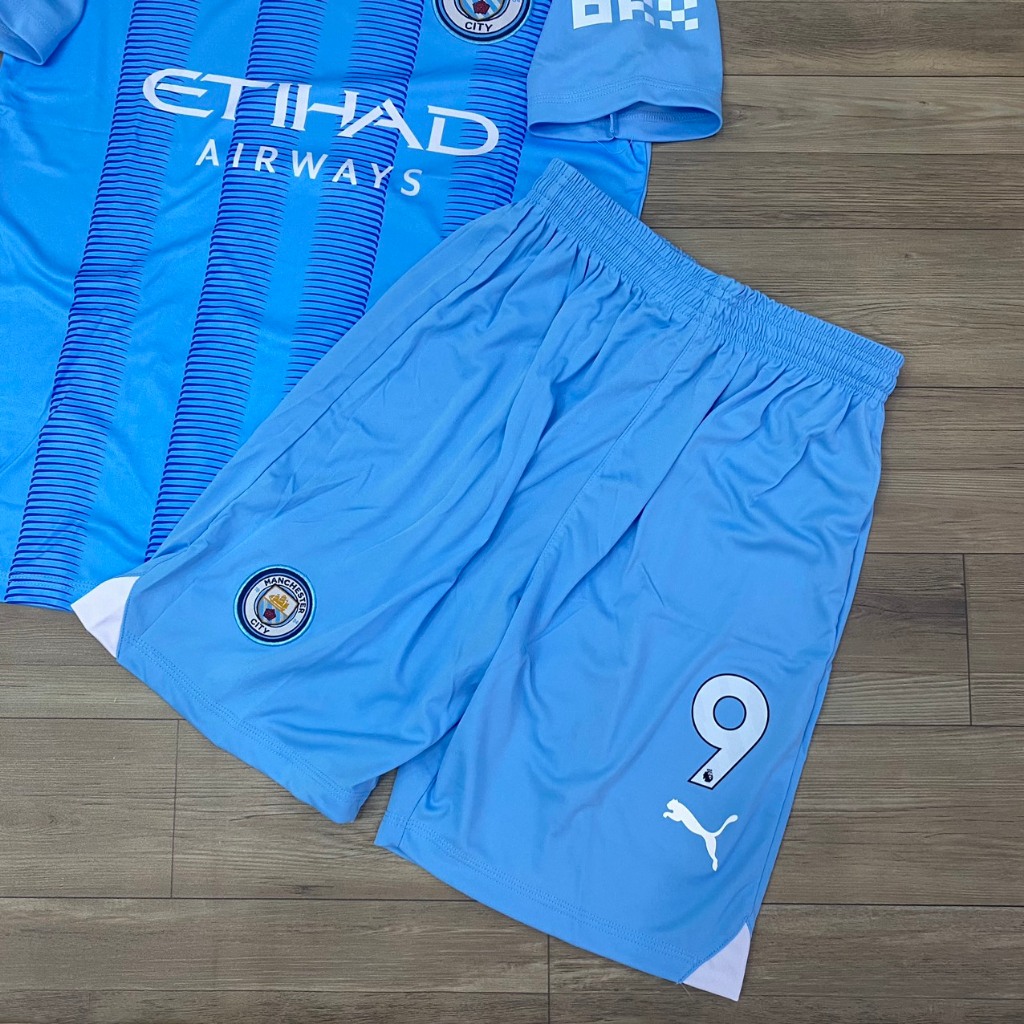 Bộ quần áo bóng đá MAN CITY MC xanh sân nhà 2024 in tên Haaland số 9