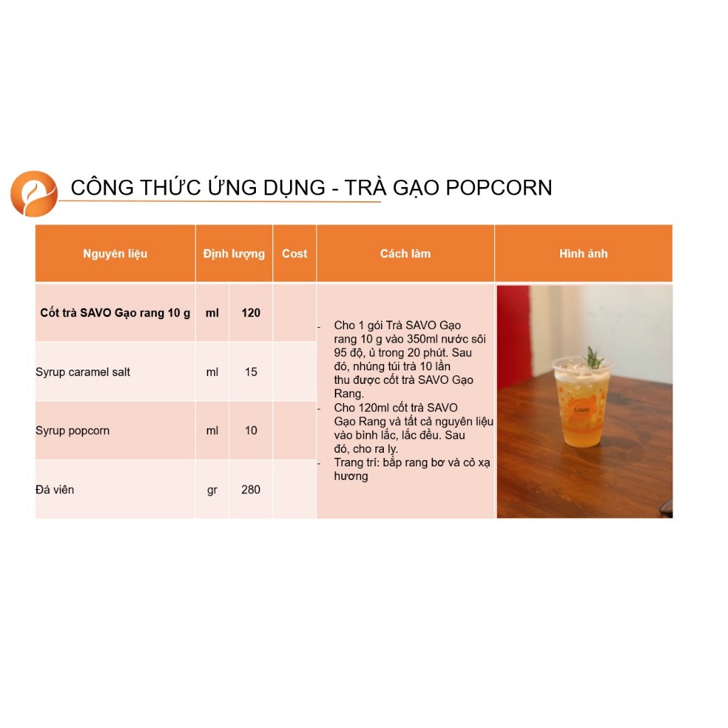 Trà Gạo Rang Loại Túi Lọc 10g SAVO