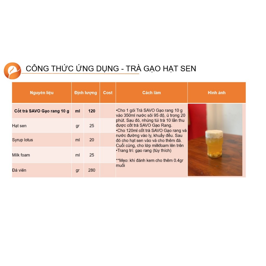 Trà Gạo Rang Loại Túi Lọc 10g SAVO