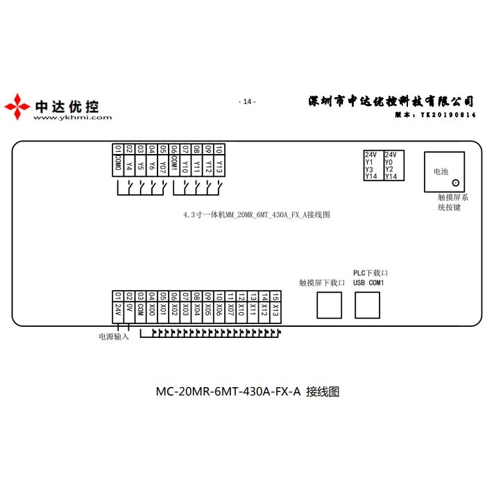 Màn hình HMI tích hợp PLC Fx1s YKHMI MC-20MR-6MT-430A-FX-A 99%