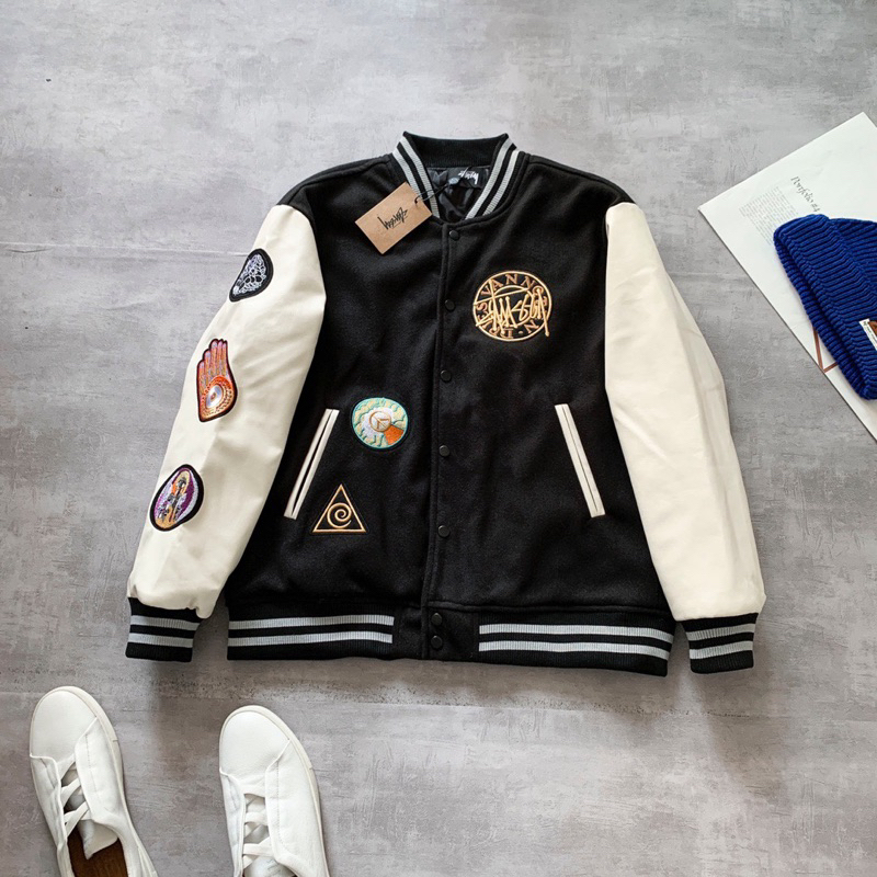 STUS × DRIES VAN NOTEN VARSITY JACKET - Áo khoác phong cách nam, nữ thêu hoạ tiết