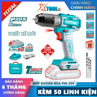 Máy khoan búa dùng total pin 20v máy khoan không chổi than momen xoắn 50nm tốc độ dập 27000bpm khoan đục 50 linh kiện
