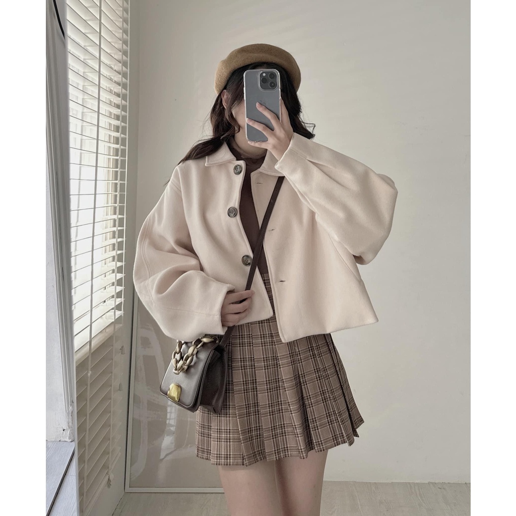 ÁO KHOÁC DẠ DÁNG LỬNG 2 LỚP TAY BỒNG SIÊU DÀY CROPTOP Siêu CÁ Tính HÀNG LOẠI 1