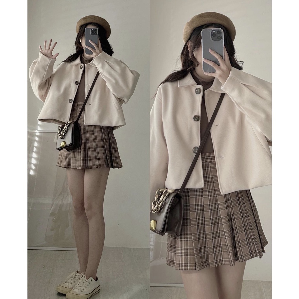 ÁO KHOÁC DẠ DÁNG LỬNG 2 LỚP TAY BỒNG SIÊU DÀY CROPTOP Siêu CÁ Tính HÀNG LOẠI 1