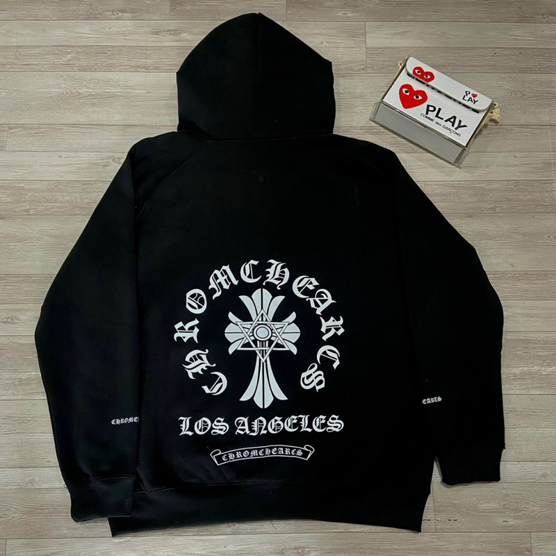 Hoodie Zip Unisex Form Rộng Chrome Heart Nỉ Bông Dày Dặn Đủ Tag