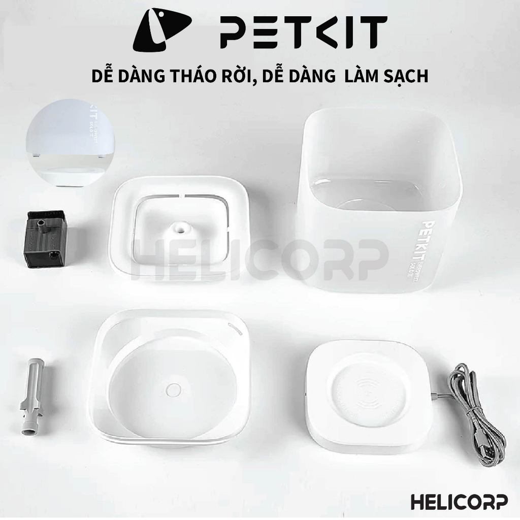 Máy Lọc Nước Cho Mèo, Máy Uống Nước Bơm Không Dây Petkit EVERSWEET SOLO SE（WIRELESS PUMP) - HeLiCorp