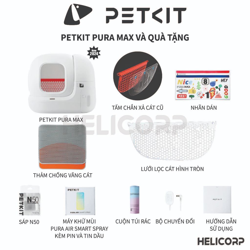 Máy Dọn Phân Mèo Tự Động Petkit Pura Max Phiên Bản 2024 Bảo Hành 12 Tháng Chính Hãng - HeLiCorp