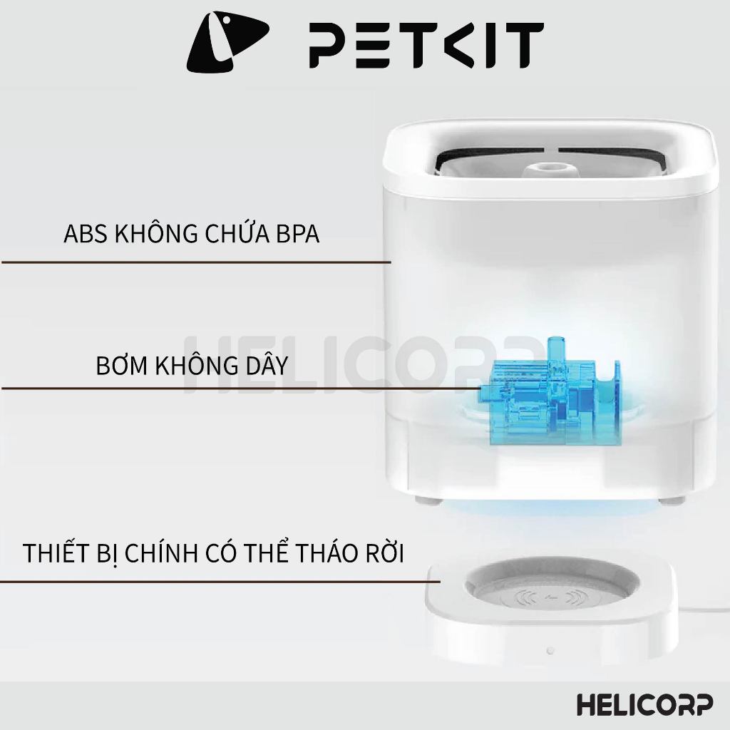 Máy Lọc Nước Cho Mèo, Máy Uống Nước Bơm Không Dây Petkit EVERSWEET SOLO SE（WIRELESS PUMP) - HeLiCorp