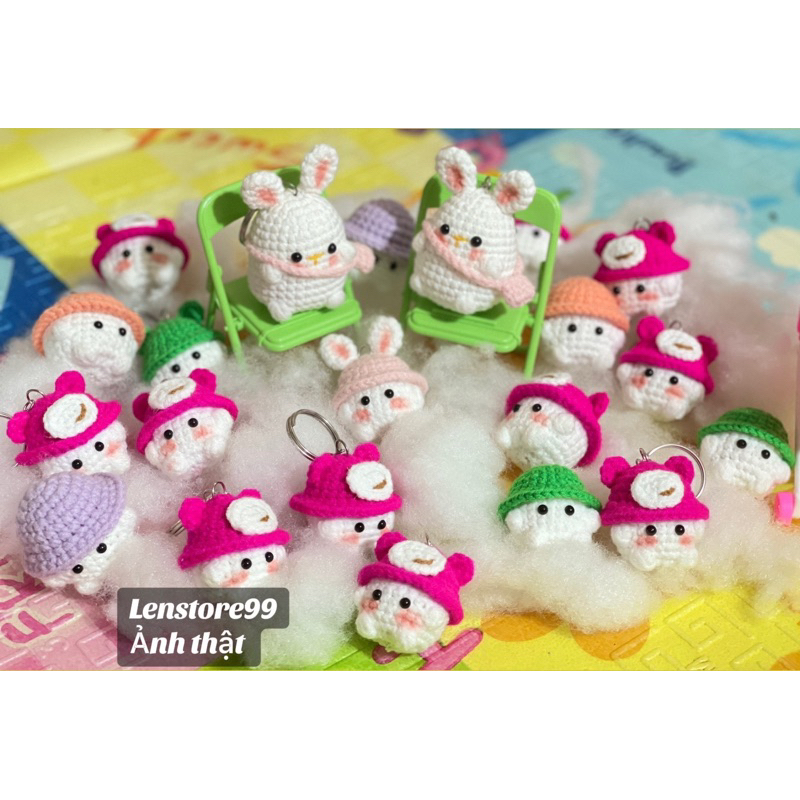 Móc khoá len bé nấm đội mũ siêu đáng yêu