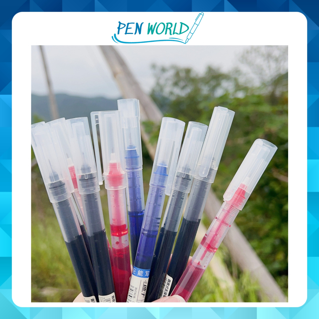 Bút Gel mực nước phong cách Muji nét mực 0.5mm đều mực 3 màu xanh đen đỏ