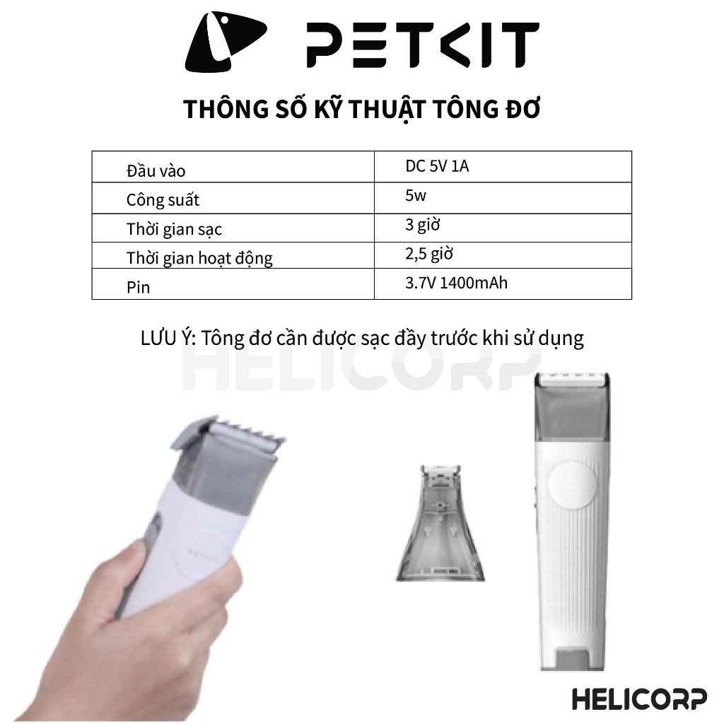 Máy Cắt Tỉa Lông Chó Mèo Có Chức Năng Chải, Hút Lông Petkit Grooming 5in1 - HeLiCorp