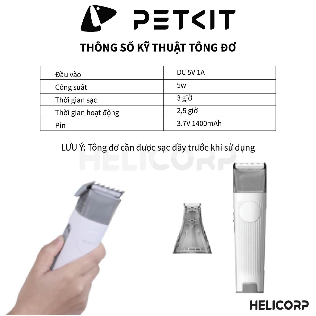 Máy Cắt, Tỉa, Cạo, Chải, Hút Lông Chó Mèo Petkit AirClipper 5 in 1 Pet Grooming Kit - HeLiCorp