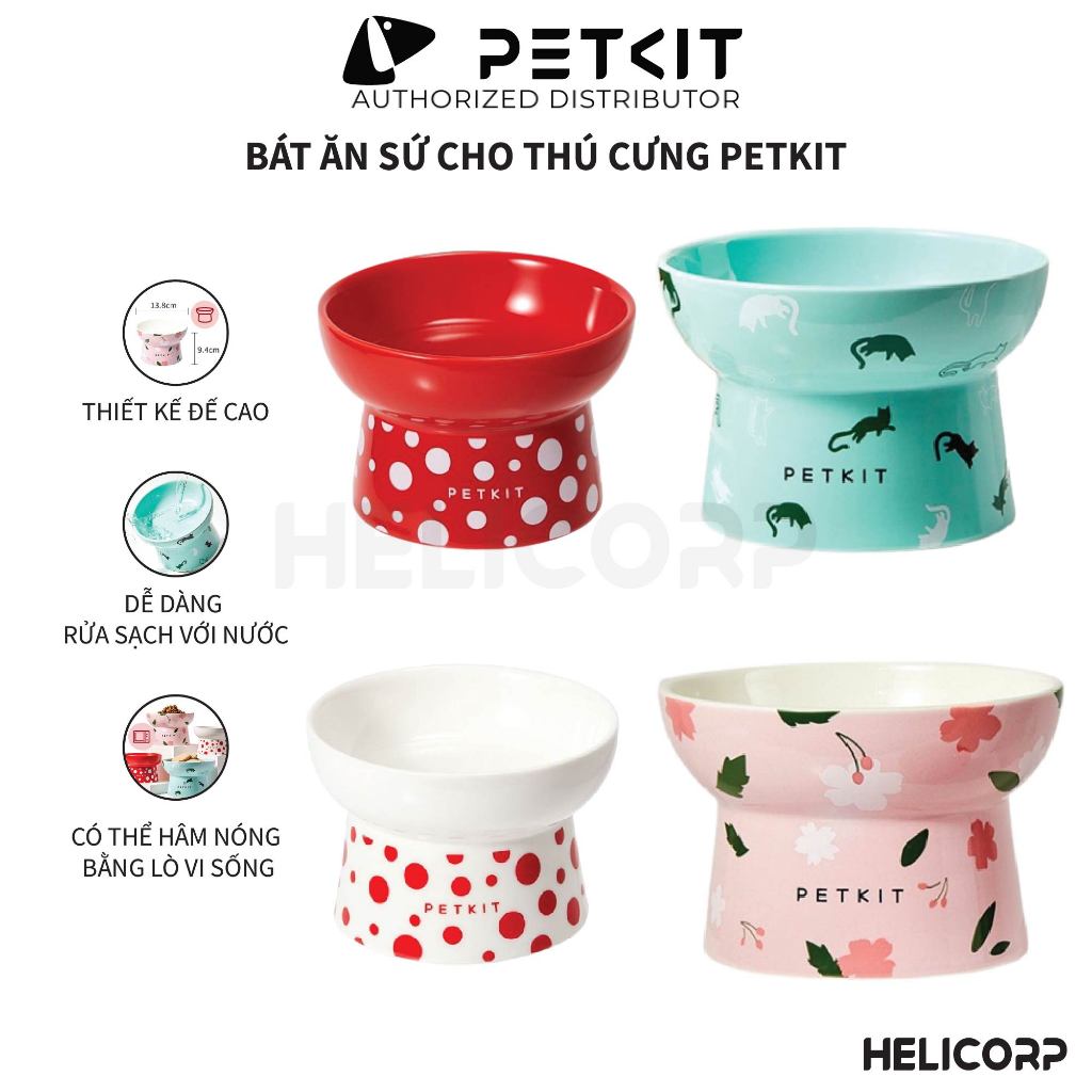 Chén Ăn, Bát Ăn Cho Chó Mèo Chống Gù Làm Từ Gốm Sứ Cao Cấp Ceramic Petkit