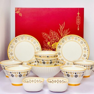 Bộ Chén Đĩa Kèm Hộp Quà Tặng Cơ Bản Đẹp Sang Trọng Ý Nghĩa Ngày Lễ Tết Gosumi