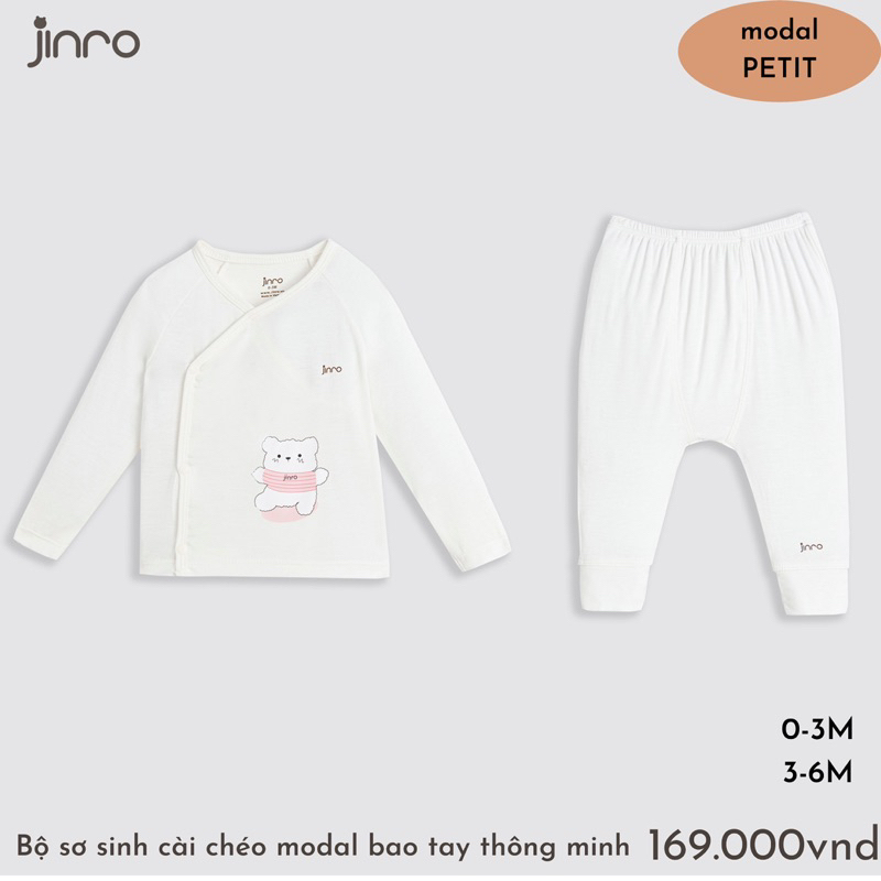 Bộ dài sơ sinh Jinro sợi tre mềm mát cho bé trai bé gái