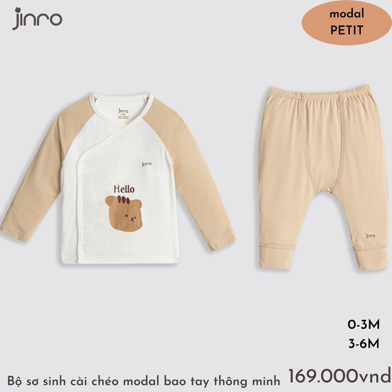 Bộ dài sơ sinh Jinro sợi tre mềm mát cho bé trai bé gái